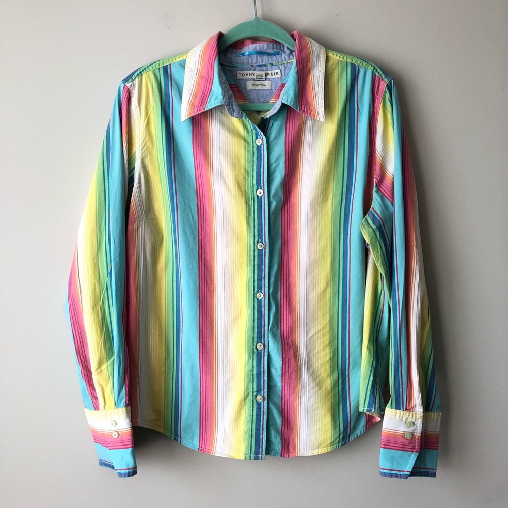 Tommy Hilfiger Striped Button Down Shirt Size XL